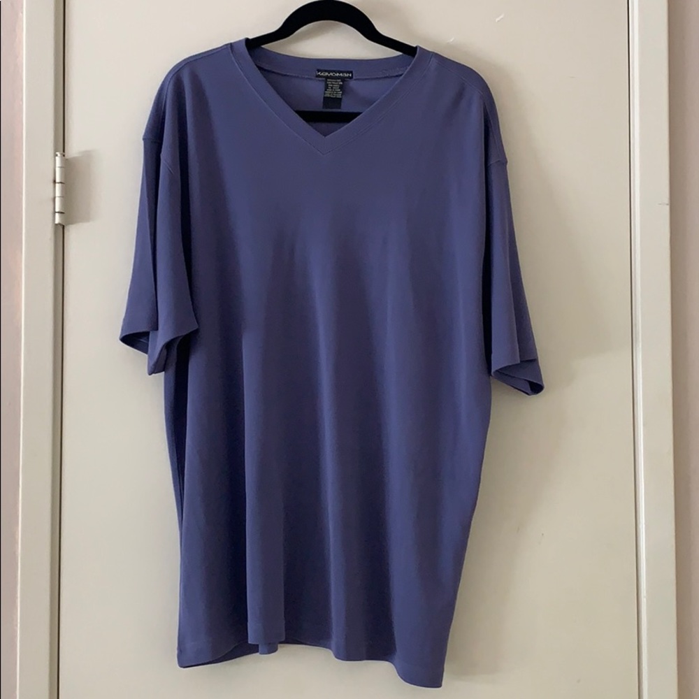 Kevoman Men’s 100% silk shirt in XXL purple blue
